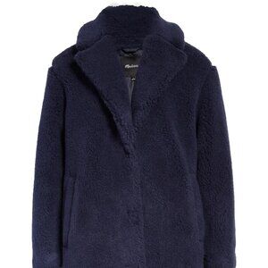 NWT Madewell (Re)sourced Teddy Coat, DARK NIGHTFALL, XS, MSRP $278